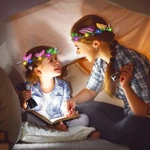 5入組led花冠頭帶和五彩蝴蝶燈光髮套,發光led頭飾點亮花圈頭饰,女士婚禮聖誕萬聖節夜間party皆宜