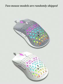 1pc White Wired Gaming Mouse With Led Light For Tablet, Laptop, Office