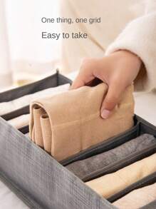 灰色7格收納盒,耐用無紡布衣物整理盒,可水洗,節省空間,適用於儲存衣櫃裡的褲子、衣服、內衣等物品