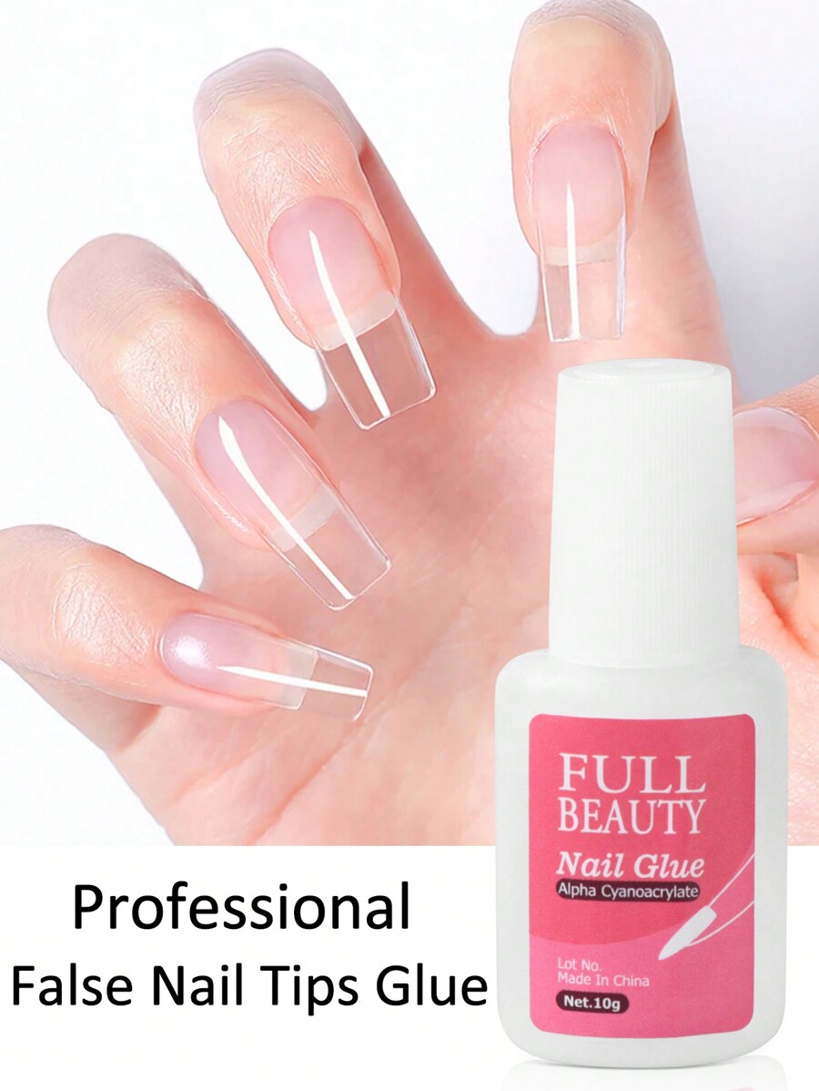 10g FastDry Nail Glue False Nail Tips Adhesive with Brush Super Strong Sticky Rhinestone Fake