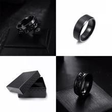 3pzs Anillo Hombre De Titanio Acero Inoxidable Minimalista - Negro - Ver 8
