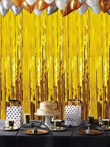 2入組(1m*2m)宴會裝飾背景窗簾,金色流蘇窗簾,雨簾,宴會裝飾 - 金色 - 查看 1