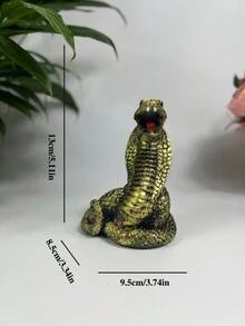 1入復古黃銅眼鏡蛇雕塑斟茶寵物,實心黃銅手柄桌面裝飾 - 彩色 - 查看 5