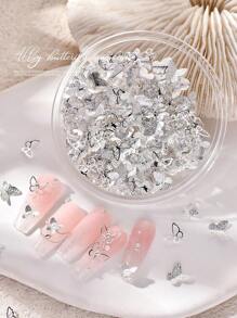 1 盒混合形状镂空金色和银色美甲合金蝴蝶装饰适用于 DIY 美甲