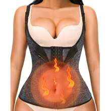 Women's Sport Waist Belt, Sexy Black Zipper Buckle Two In One, Abdomen Elastic Waist Training Tank Top, Women's Sportswear Waist Trainer