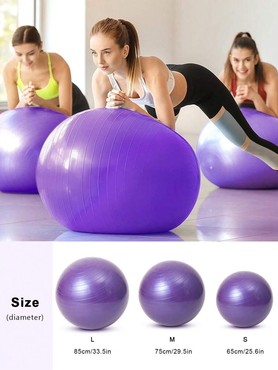 Yoga Ball Inflatable Fitness Ball, Exercise Ball Balance Pilates Anti-Burst Stability Fitness Ball For Workout Core Training - Purple - View 1