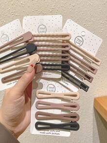 4入組溫和的秋冬牛奶/咖啡色側劉海、前瀏海和一般使用的髮夾,女性髮飾