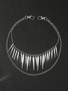 1pc Silver Metal Double Cone Accessory For Men With Utility Pants Chain - Silver - View 2