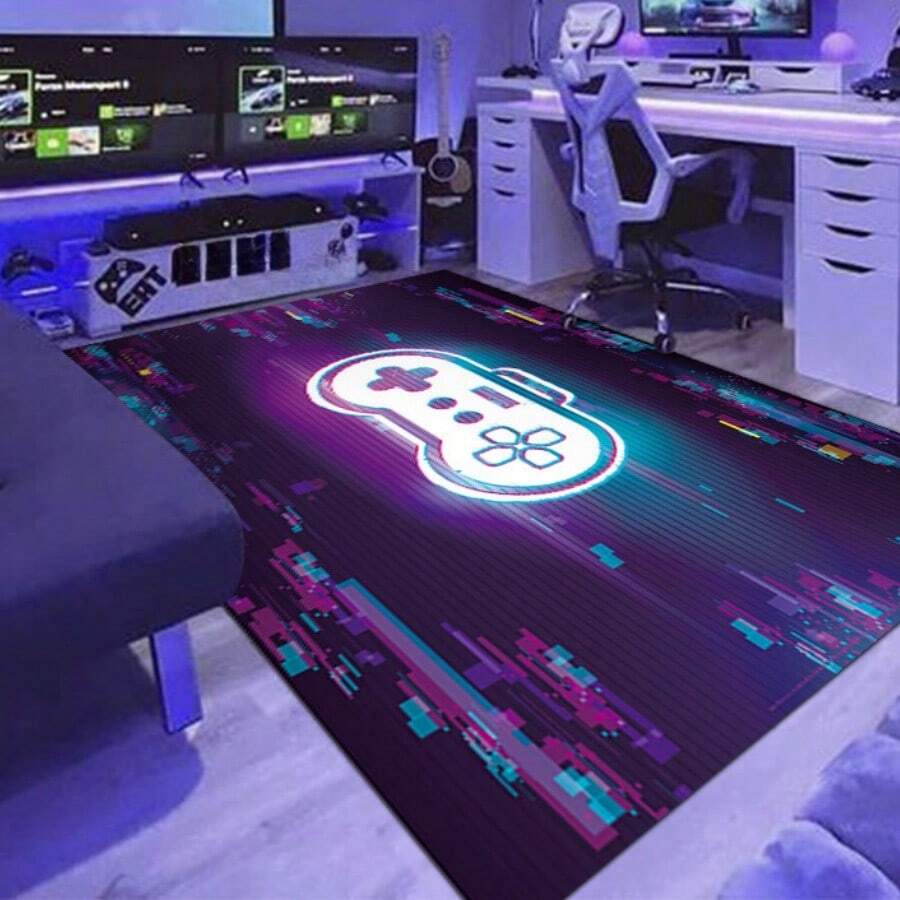 1件新款霓虹燈遊戲機地毯,卡通電玩手柄電競遊戲房裝飾地墊满鋪毯,動漫玩家地毯,適用於卧室男孩青少年印花遊戲手柄地墊客廳垫家居裝飾防滑水晶地板涤纶遊戲玩家裝飾門墊 - 霓虹遊戲機-3 - 查看 1