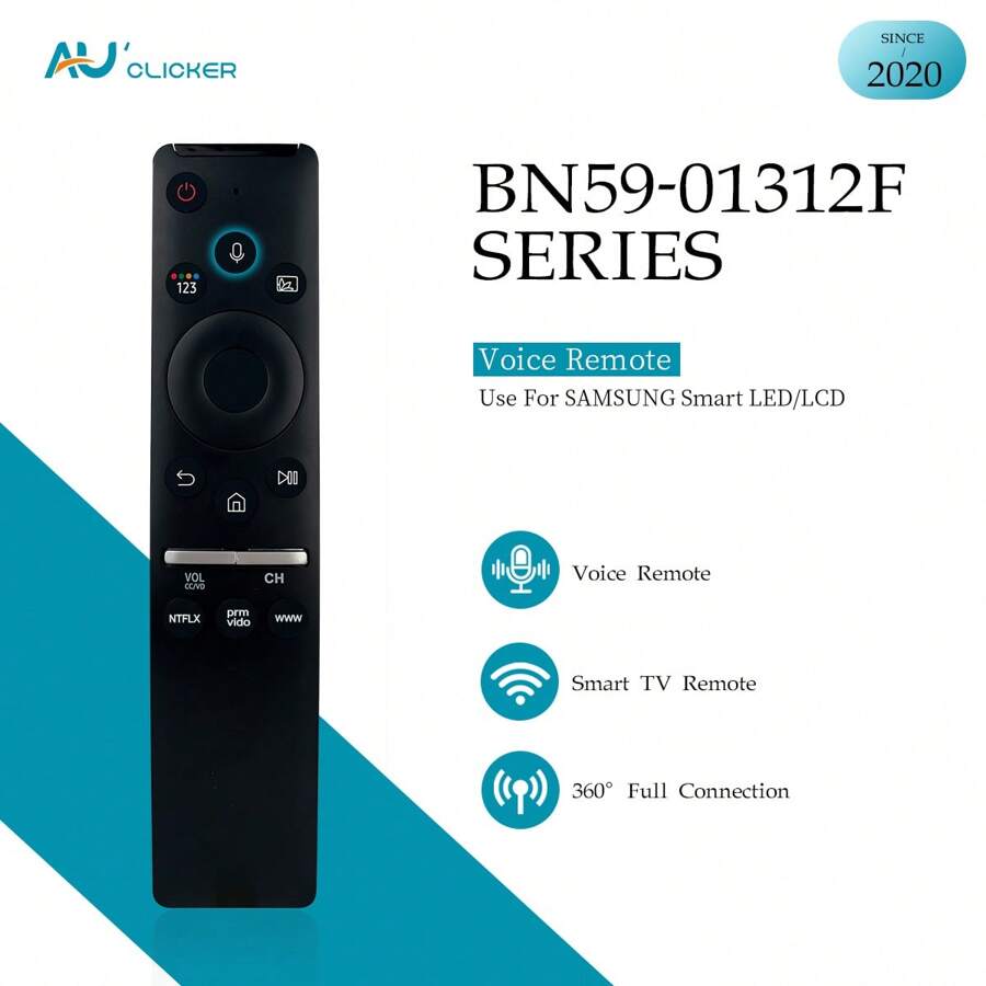 AU CLICKER 1件 Bn59-01312f 電視語音遙控器,與三星電視兼容,可替換所有帶聲音功能的三星智能曲面 Qled Led Lcd 8k 4k 電視 - BN59-01312F - 查看 1