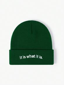 1頂y2k風格的深紫色滑雪帽,帽身上繡有it Is What It Is字樣,男女皆宜的針織毛帽,適用於戶外和冬季 - 紫色 - 查看 5