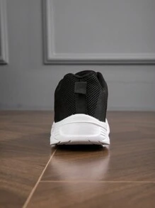 2023 年新款透气轻质网眼针织简约风格系带纯色女士运动休闲跑步慢跑步行路鞋适合所有季节 - 黑色 - 查看 7