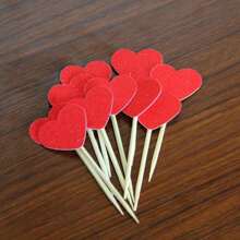 蛋糕裝飾材料包 - 星星和愛心形狀套裝蛋糕裝飾和旗幟適合派對烘焙甜點桌 10 件/包