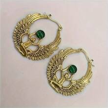 1對波西米亞復古風格天使形狀中空吊墜耳環,女士婚禮/派對禮物