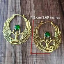 1對波西米亞復古風格天使形狀中空吊墜耳環,女士婚禮/派對禮物