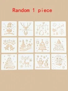 1pc Random Christmas Painting Template - White - View 1
