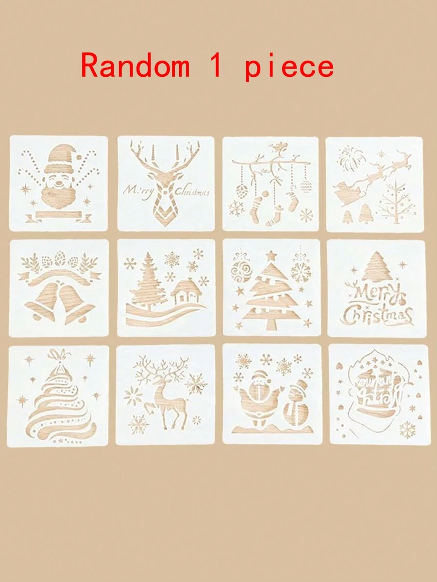 1pc Random Christmas Painting Template - White - View 1