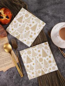 聖誕節系列一次性餐巾(20張)搭配彩色印花聖誕樹圖案派對用品 - 彩色 - 查看 4