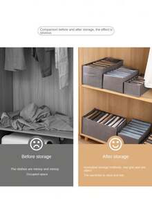 灰色7格收納盒,耐用無紡布衣物整理盒,可水洗,節省空間,適用於儲存衣櫃裡的褲子、衣服、內衣等物品