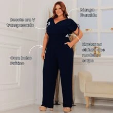 LIA ROSA Plus Size Jumpsuits - 藏蓝色 - 查看 2