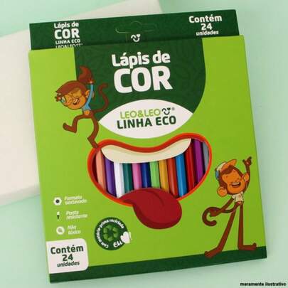 Lápis De Cor Leo & Leo 24 Cores Formato sextavado Ponta resistente Não tóxico Material Escolar Multicolorido