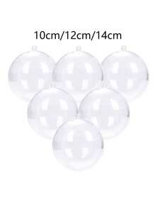 1pc Clear Acrylic Hollow Ball Ornament, Christmas Tree Hanging Decoration, Gift Box Filler Birthday - White - View 3