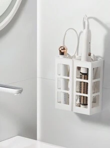 1 st. Plast Väggmonterad Förvaringshylla För Frisör Verktyg , , Lockande Och Badrum Tillbehör Utan 
Borrning I Sovrum - Vitt - Visa 2