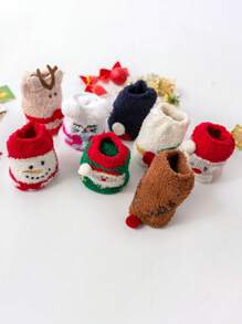 2對女士冬季卡通珊瑚絨軟綿聖誕袜,厚實保暖的居家地板袜,適用於產後睡眠(隨機顏色)