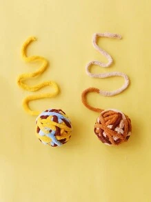 1入組彩色發條球和手工編織球,貓狗娛樂用掛飾玩具,寵物安全材質 - 彩色 - 查看 9