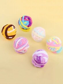 1入組彩色發條球和手工編織球,貓狗娛樂用掛飾玩具,寵物安全材質 - 彩色 - 查看 4