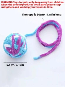 1入組彩色發條球和手工編織球,貓狗娛樂用掛飾玩具,寵物安全材質 - 彩色 - 查看 7
