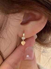 1對優雅溫柔S925純銀電鍍14K金戀愛耳環，適用於女性禮物珠寶配件