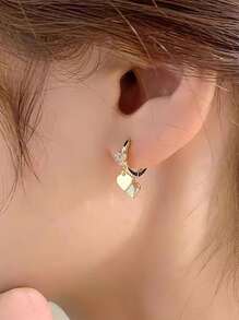 1對優雅溫柔S925純銀電鍍14K金戀愛耳環，適用於女性禮物珠寶配件