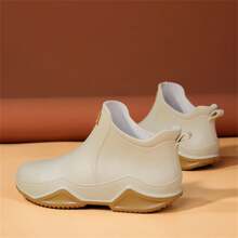 Women's Fashionable Waterproof Slip-resistant Short/medium Height Rain Boots With Thick Sole, Can Be Worn Outside Of Pants - Beige - View 2