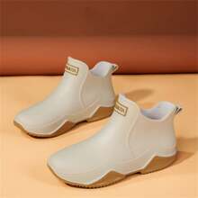 Women's Fashionable Waterproof Slip-resistant Short/medium Height Rain Boots With Thick Sole, Can Be Worn Outside Of Pants - Beige - View 3