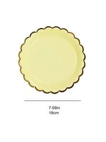 10 Vasos Desechables Amarillos Con Borde Dorado, Diseño De Arte De Estampado De Lámina - Amarillo - Ver 4