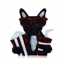 1錠手工製作的透明動物造型壓克力卡通胸針,適用於兒童穿著、換裝及配飾,全季適用