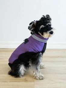 1件拉鍊合身彩色衣服,帶有彈性帶和連接帶,反光條紋和內里保暖效果更佳,適合節日,寵物貓狗羽絨服 - 紫色 - 查看 5