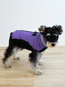1件拉鍊合身彩色衣服,帶有彈性帶和連接帶,反光條紋和內里保暖效果更佳,適合節日,寵物貓狗羽絨服 - 紫色 - 查看 2