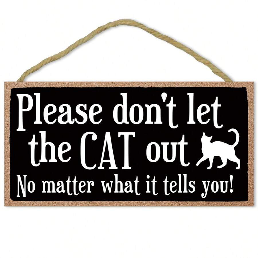 1 个木制猫牌请不要让猫出去猫牌，家居墙壁装饰，节日礼物，送给家人和朋友的礼物，家居装饰，房间装饰，墙壁装饰 - 彩色 - 查看 1