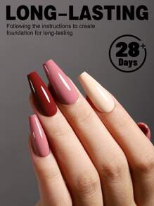 YOKEFELLOW 10ml裸色UV凝胶指甲油套装（6色），半永久凝胶美甲，可卸LED美甲工具，适合法式美甲和美甲沙龙礼品 - 彩色 - 查看 4