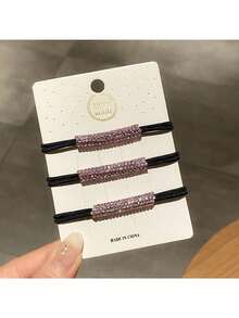 3入組女士超閃耀鑽石設計髮箍,彈性環保耐用髮圈,馬尾扣,女性髮飾,2023新產品