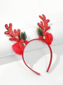 1入女式聖誕節髮飾,多色閃爍馴鹿鹿角、聖誕樹、鈴鐺、毛絨耳朵、球狀設計髮帶,時尚可愛的假日裝飾,非常適合派對裝扮、舞會配件、節日裝扮 - 彩色 - 查看 3