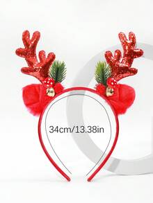 1入女式聖誕節髮飾,多色閃爍馴鹿鹿角、聖誕樹、鈴鐺、毛絨耳朵、球狀設計髮帶,時尚可愛的假日裝飾,非常適合派對裝扮、舞會配件、節日裝扮 - 彩色 - 查看 2