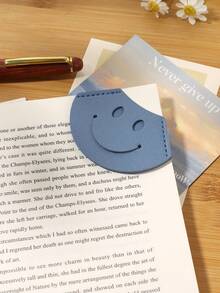 微笑的書籤,藍色便攜式皮質扇形閱讀標記 - 藍色 - 查看 3