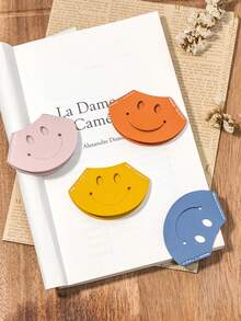 微笑的書籤,藍色便攜式皮質扇形閱讀標記 - 藍色 - 查看 2