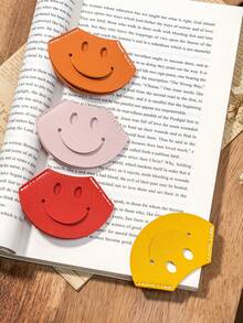 微笑的書籤,藍色便攜式皮質扇形閱讀標記 - 藍色 - 查看 11