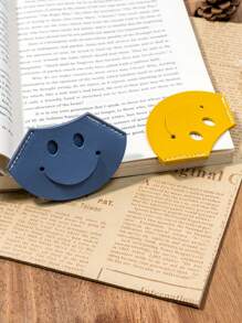 微笑的書籤,藍色便攜式皮質扇形閱讀標記 - 藍色 - 查看 1