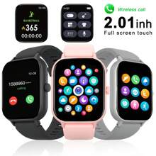 2.01英寸智能手錶,男女通用,無線呼叫信息提醒,久坐提醒,多功能運動手錶