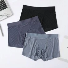 3件/組高級男式內褲，包括短褲和緊身褲，無縫一體平角性感透氣冰絲性感短褲，聖誕禮盒風格，隨機混色 - 彩色 - 查看 1